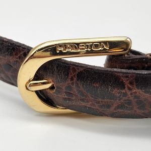Halston Embossed Brown Leather Belt - Size small